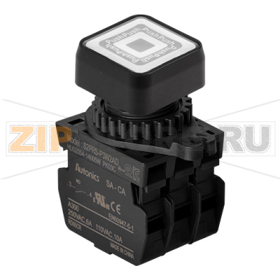 Выключатель кнопочный, Ø отверстия: 22/25 мм Autonics S2PRS-P3W2ALM 
