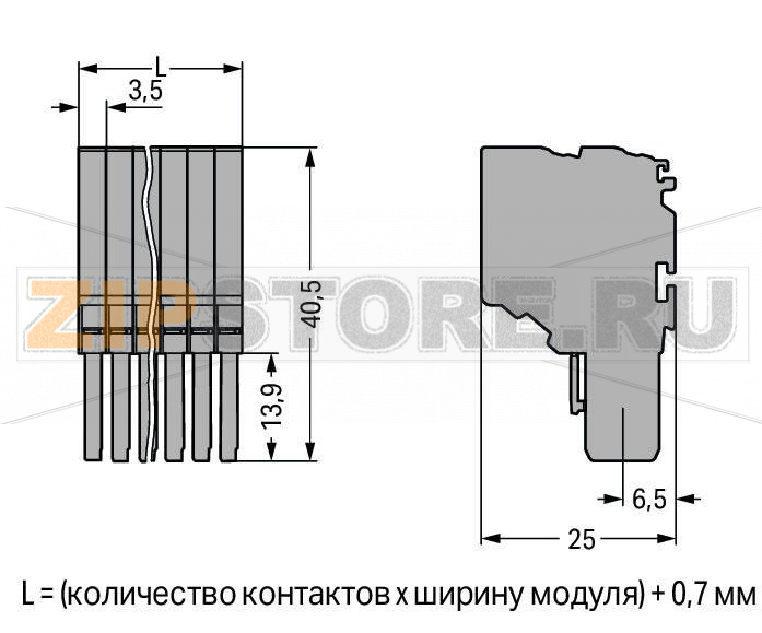 2-проводная розетка; 1,5; 7-пол.; 1,50 mm; серые Wago 2020-207 