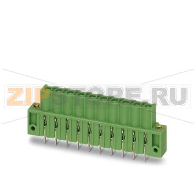 Ответная часть разъема Phoenix Contact ICV 2,5 HC/ 6-GF-5,08 Номинальный ток: 16 А, Расчетное напряжение (III/2): 320 В, Полюсов: 6, Размер шага: 5,08 мм, Цвет: зеленый, Поверхность контакта: олово, Монтаж: пайка, Штекерный соединитель COMBICON предназначен только для кабелей маломощных цепей. Изделия с подходящими параметрами для маломощных электрических цепей поставляются на заказ.Минимальный заказ: 50 шт.Упаковка: 50 шт.