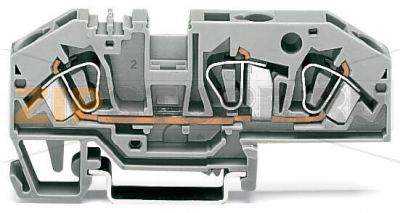 3-conductor through terminal block; 6 mm; with test option; same profile as 3-conductor disconnect terminal block; center marking; for DIN-rail 35 x 15 and 35 x 7.5; CAGE CLAMP®; 6,00 mm; gray Wago 282-699 