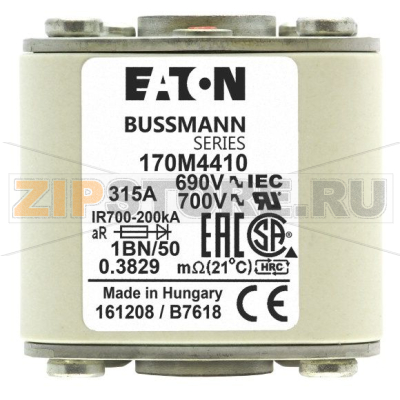 Предохранитель, 160 A, AC 1250 В, size 1, 53x69x80 мм, aR, UL, IEC Eaton FUSE 160A 1250V 1BKN/8 