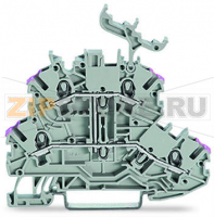 Double-deck terminal block; 4-conductor through terminal block; L; with marker carrier; internal commoning; conductor entry with violet marking; for DIN-rail 35 x 15 and 35 x 7.5; 1 mm?; Push-in CAGE CLAMP®; 1,00 mm?; gray Wago 2000-2238