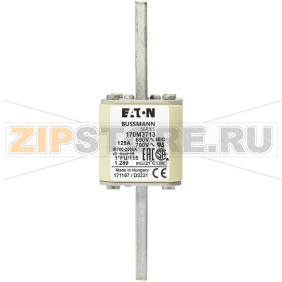 Предохранитель, 125 A, AC 690 В, size 1, 45x45x140 мм, aR, IEC UL Eaton FUSE 125A 690V 1*FU/11 