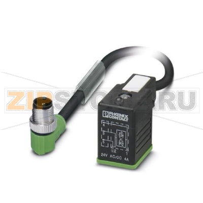 Кабель для датчика / исполнительного элемента Phoenix Contact SAC-3P-MR/5,0-PUR/BI-1L-S SCO 3-полюсн., PUR/ПВХ, черный RAL 9005, Штекеры угловой M12-SPEEDCON, А-кодирование, к Штекер типа BI для электромагнитного клапана (11 мм), с помощью 1 светодиод, подключение с помощью Диод Зенера, Длина кабеля: 5 м.Минимальный заказ: 25 шт.Упаковка: 1 шт.