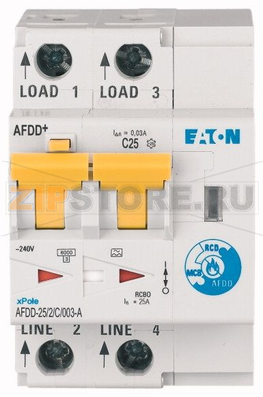 Устройство защиты от дуги, КЗ, токов утечки и перегрузки Eaton AFDD-25/2/C/003-A 