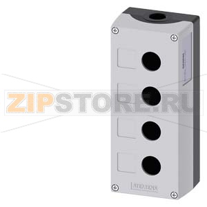 Корпус командных устройств, 22 мм, кругл., материал корпуса: металл, верхняя часть корпуса, цвет: серый, 4 командных пункта, без комплектации, углубление для табличек, монтаж на полу, вверху и внизу 1 x M25, выбор по требованию заказчика с помощью конфигу 