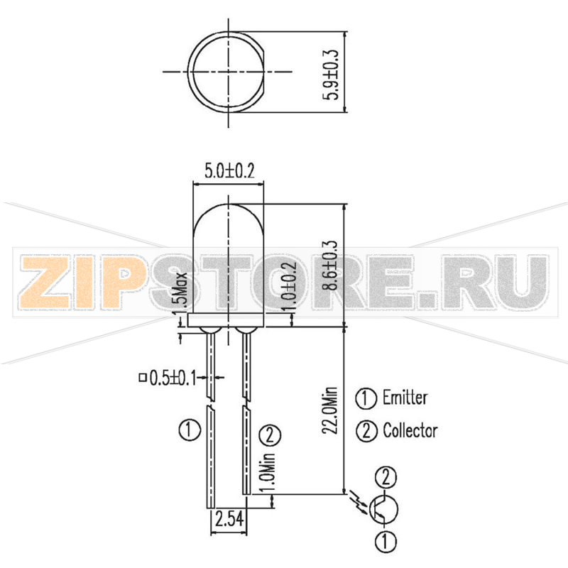 Фототранзистор 5 мм, 1200 нм Everlight Opto PT331C 