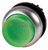 Головка кнопки с подсветкой, выступающие, без фиксации, зеленая Eaton M22-DLH-G