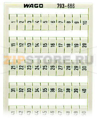 Маркировочная карта WMB; в картах; МАРКИРОВАНО; 1 ... 50&amp;2X; not stretchable; Вертикальная маркировка; с креплением на защелке; белые Wago 793-666 
