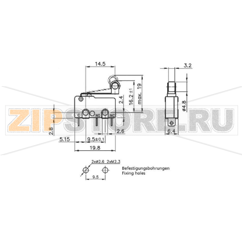 Микропереключатель 250 В/AC, 5 А, 1 x вкл/выкл, без фиксации, 1 шт Hartmann MBB1 01 A 01 C 09 A 