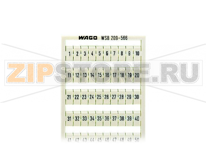 Маркировочная карта WSB; в картах; МАРКИРОВАНО; 1 ... 50&2X; not stretchable; Горизонтальная маркировка; с креплением на защелке; белые Wago 209-566 