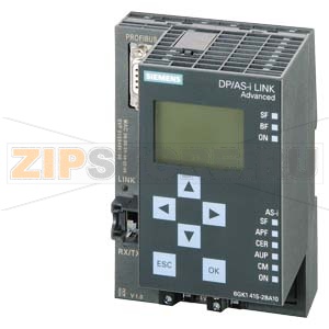 SIMATIC NET, ИНТЕРФЕЙСНЫЙ МОДУЛЬ DP/AS-I, СЕТЕВОЕ ПРЕОБРАЗОВАНИЕ МЕЖДУ PROFIBUS DP /AS-ИНТЕРФЕЙСОМ С MASTER-ПРОФИЛЕМ M3,M4 В СООТВ. РАСШИРЕННОЙ СПЕЦИФИКАЦИИ AS-I ВЕРСИИ 3.0 ДЛЯ ИНТЕГРАЦИИ В PROFIBUS DP, ОДИНОЧНЫЙ МАСТЕР С ДИСПЛЕЕМ, СТЕПЕНЬ ЗАЩИТЫ IP20 Sie 