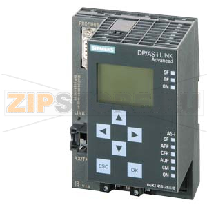 SIMATIC NET, ИНТЕРФЕЙСНЫЙ МОДУЛЬ DP/AS-I, СЕТЕВОЕ ПРЕОБРАЗОВАНИЕ МЕЖДУ PROFIBUS DP /AS-ИНТЕРФЕЙСОМ С MASTER-ПРОФИЛЕМ M3,M4 В СООТВ. РАСШИРЕННОЙ СПЕЦИФИКАЦИИ AS-I ВЕРСИИ 3.0 ДЛЯ ИНТЕГРАЦИИ В PROFIBUS DP, ОДИНОЧНЫЙ МАСТЕР С ДИСПЛЕЕМ, СТЕПЕНЬ ЗАЩИТЫ IP20 Sie 