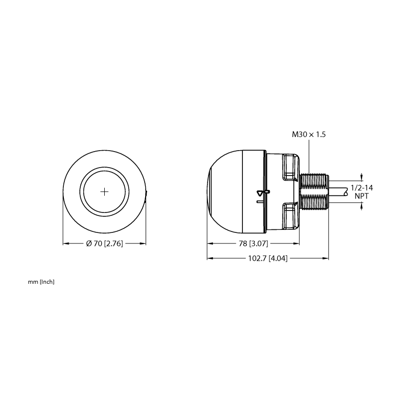 Кнопка емкостная со звуковым сигналом Turck K70PTALGRY3A 