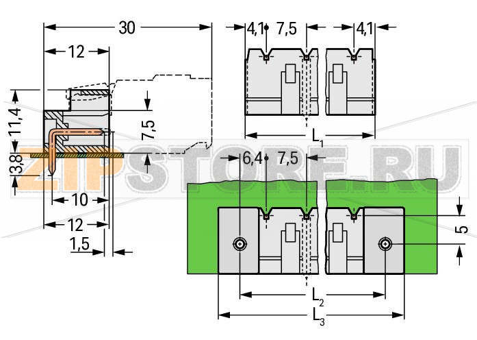 MCS MIDI Вилка THT; 1.0 x 1.0 mm solder pin; угловые; 100% защита от неправильного подсоединения; Заземляющий контакт; Шаг контактов 7,5 мм; 4-пол.; светло-серые Wago 721-834/001-040 Исполнение с выводами под запрессовку обеспечивает крепление к печатной плате без пайки100% защита от неправильного подсоединенияВозможны варианты кодировки...