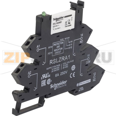 Реле интерфейсное 24 В/DC,, 24 В/AC, 6 А : 1 шт. Schneider Electric RSL1PRBU 