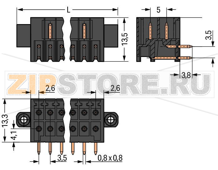 MCS MINI HD Вилка THT, 2-рядн.; 0.8 x 0.8 mm solder pin; угловые; 100% защита от неправильного подсоединения; Резьбовой фланец; Шаг контактов 3,5 мм; 2 x 16-полюсов; черные Wago 713-1436/107-000 Корпус вилок отливается из изоляционного материала, пригодного для пайки оплавлением припоя без использования свинцаРазделенные разъемы выводов предотвращают повреждения и обеспечивают вилкам защиту от касания в неподсоединенном состоянии100% защита от неправильного подсоединенияВозможны варианты кодировки...