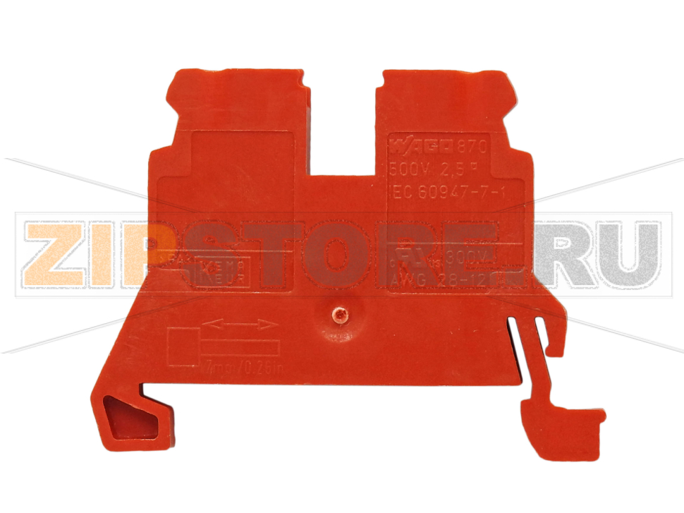 Клемма проходная 2-проводная; 2.5 mm; side and center marking; for DIN-rail 35 x 15 and 35 x 7.5; CAGE CLAMP®; 2,50 mm; red Wago 870-903 