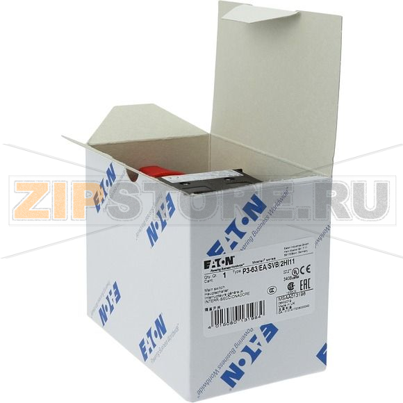 Выключатели главные, P3, 63 A, 3-полюсн., 2 замык, 2 разм контакты Eaton P3-63/EA/SVB/2HI11 