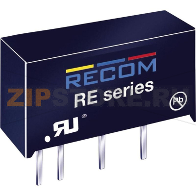 Преобразователь DC/DC, печатный монтаж, 24 В/DC, 5 В/DC, 200 mA, 1 Вт Recom RE-2405S 