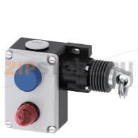 Выключатель с тросовым приводом SIRIUS, функция разрыва троса и функция тросового привода металлический корпус, 2 x M25 x 1,5; 1 НО + 1 НЗ, фиксация EN ISO 13850 и кнопочный сброс, со светодиодной лампой 24 В DC, цвет: красный, для длины тросика до 50 м S