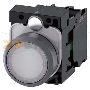 КНОПКА С ПОДСВЕТКОЙ, 22MM, КРУГЛАЯ,  ПЛАСТИК С МЕТАЛЛИЧЕСКИМ ФРОНТАЛЬНЫМ КОЛЬЦОМ, БЕЛАЯ, ПЛОСКАЯ КНОПКА, КОНТАКТЫ МГНОВЕННОГО ДЕЙСТВИЯ, С ДЕРЖАТЕЛЕМ, 1NO, МОДУЛЬ ПОДСВЕТКИ С ИНТЕГРИРОВАННЫМ СВЕТОДИОДОМ 110V AC, ВИНТОВЫЕ КЛЕММЫ, С ГРАВИРОВКОЙ ЛАЗЕРОМ, UPPE 