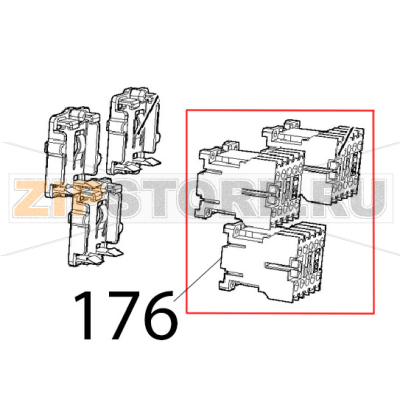 Minicontactor with 4 poles, 20 A, 2 Unox XVC 205E Minicontactor with 4 poles, 20 A, 2 Unox XVC 205EЗапчасть на деталировке под номером: 176