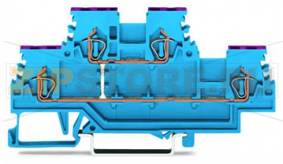 Double-deck terminal block; 4-conductor through terminal block; N; suitable for Ex i applications; internal commoning; conductor entry with violet marking; for DIN-rail 35 x 15 and 35 x 7.5; 1.5 mm; CAGE CLAMP®; 1,50 mm; blue Wago 279-509 