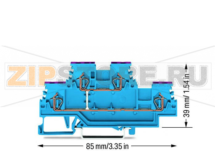 Double-deck terminal block; 4-conductor through terminal block; N; suitable for Ex i applications; internal commoning; conductor entry with violet marking; for DIN-rail 35 x 15 and 35 x 7.5; 1.5 mm; CAGE CLAMP®; 1,50 mm; blue Wago 279-509 