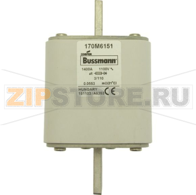 Предохранитель, 1250 A, AC 1100 В, 100 кА, size 3, 76x90x139 мм, aR, DIN, IEC Eaton FUSE 1250A 