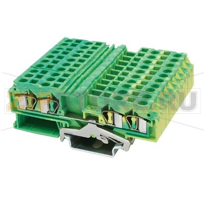 Клемма пружинная, заземляющая, 4 контакта, желто-зеленая CHIKU RST 1,5-QUATTRO-PE 