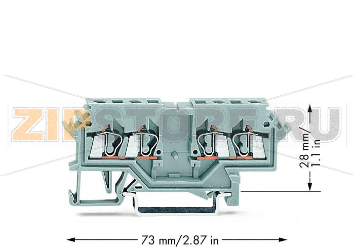 Двухпотенциальные клеммы; 2,5 мм; боковые маркировочные разъемы; для DIN-рейки 35 x 15 и 35 x 7,5; CAGE CLAMP®; 2,50 mm; серые Wago 280-626 Примечание:Terminating Aluminum ConductorsWAGO spring clamp terminal blocks are suitable for solid aluminum conductors up to 4 mm?/12 AWG if WAGO “Alu-Plus” Contact Paste is used for termination.“Alu-Plus” Contact Paste Advantages:Automatically destroys the oxide film during clamping.Prevents fresh oxidation at the clamping point.Prevents electrolytic corrosion between aluminum and copper conductors (in the same terminal block).Provides long-term protection against corrosion....