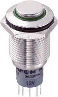 Кнопка антивандальная 250 В/AC, 3 А, 1 x вкл/вкл, с фиксацией, IP67, 1 шт TRU Components LAS2GQH-11ZE/G/12V/S/P