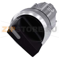 Рычажный переключатель с подсветкой, 22 мм, кругл., глянцевый металл, цвет: черный, рычаг короткий, 2 положения переключателя O<I, нажатием на кнопку, угол переключения 45&#176;, 10:30 ч/12 ч Siemens 3SU1052-2BC10-0AA0