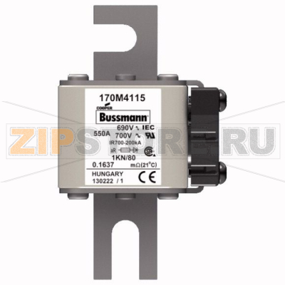 Предохранитель, 550 A, AC 690 В, 200 кА, DIN 1, 53x69x108 мм, aR, DIN, IEC Eaton FUSE 550A 690V 