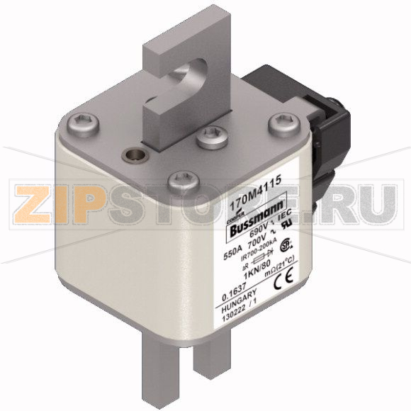 Предохранитель, 550 A, AC 690 В, 200 кА, DIN 1, 53x69x108 мм, aR, DIN, IEC Eaton FUSE 550A 690V 