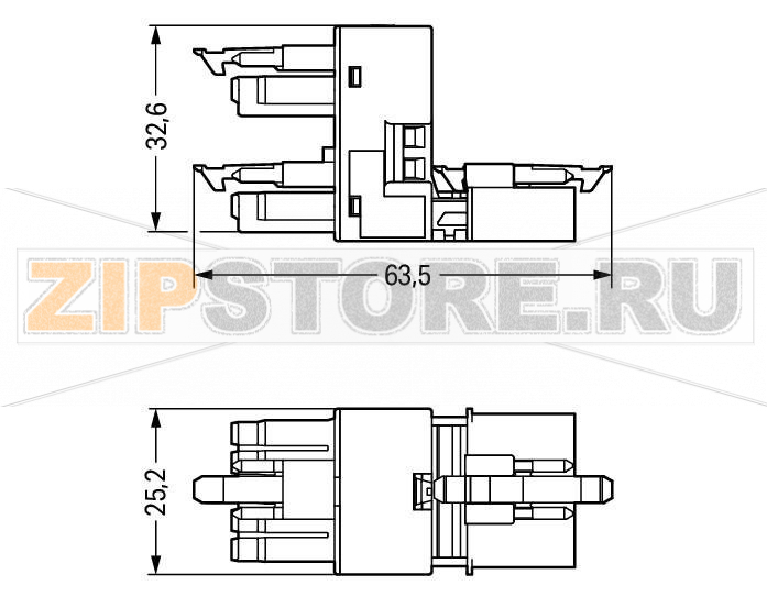 h-distribution connector; 5-pole; Cod. A; 1 input; 2 outputs; outputs on one side; 3 locking levers; for flying leads; white Wago 890-980 Protected against mismating and maintenance-freeLow profile with 4.4 mm pole spacing...