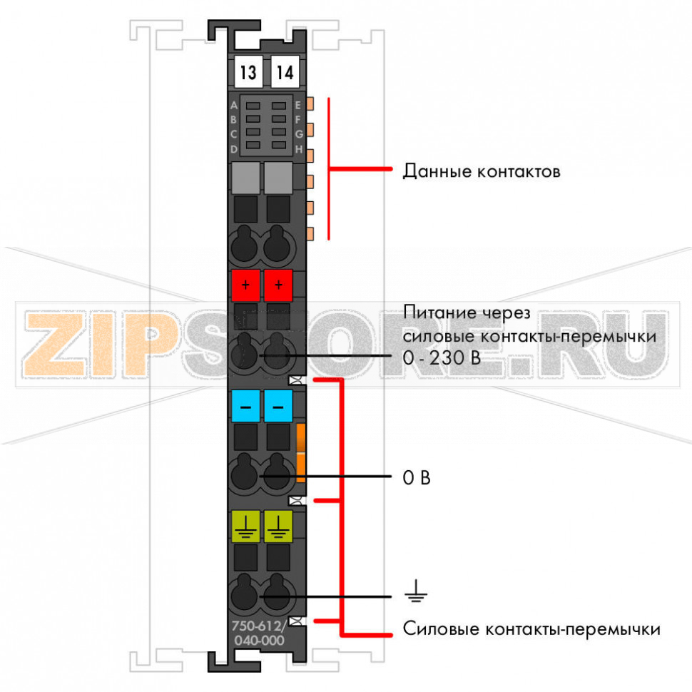 Модуль питания; 0 - 230 В перем./пост. тока; Extreme; темно-серые Wago 750-612/040-000 