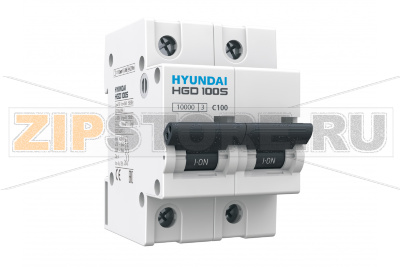 Выключатель автоматический модульный 80 А, 2 полюса, 4.5 кА Hyundai Electric HGD100S2PMDS0000C00080_C 