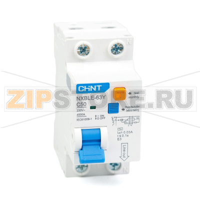 Дифавтомат 50 А, 30 мА, 4.5 кA Chint NXBLE-63Y 