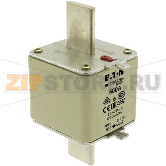 Предохранитель, 315 A, AC 500 В, 120 кА, NH3, gL/gG, IEC Eaton NH FUSE 315AMP 500V gG SIZE 3 DUAL I 