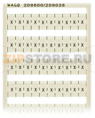 Маркировочная карта WSB; в картах; МАРКИРОВАНО; X (100x); not stretchable; Горизонтальная маркировка; с креплением на защелке; белые Wago 209-500/209-035 