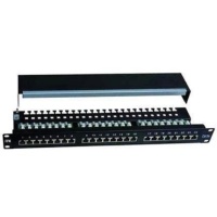 1U патч-панель кат.5Е STP, 24 порта (Dual), с кабельным органайзером