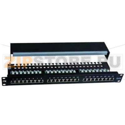 1U патч-панель кат.5Е STP, 24 порта (Dual), с кабельным органайзером 