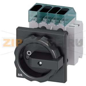 Главный выключатель 3-пол. + N, lu 32A рабоч.коммутация при AC-23 A при 400В 11,5кВт фронт уст. базовая устан. с центр. отверст. 22,5мм поворот.ручка черный 66 x66мм с доп.конт. 1NO+1NC Siemens 3LD3254-1TL51 