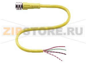 Кабель датчика-исполнительного устройства Cable connector V124-G-YE5M-PVC Pepperl+Fuchs Описание оборудованияConnecting cable, 1/2" - 20 UNF, 4-pin, PVC cable
