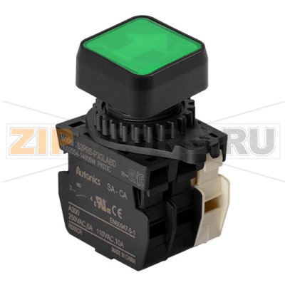 Выключатель кнопочный, Ø отверстия: 22/25 мм Autonics S2PRS-P3GLABDM 
