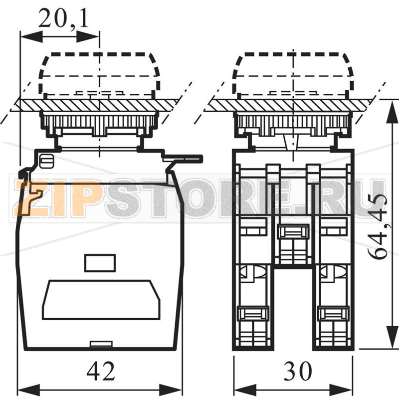 Элемент контактный, красный, 230 В, 1 шт Baco BA334EARH22 