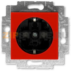 Розетка с заземлением, красный/дымчатый чёрный ABB 2CHH203457A6065 