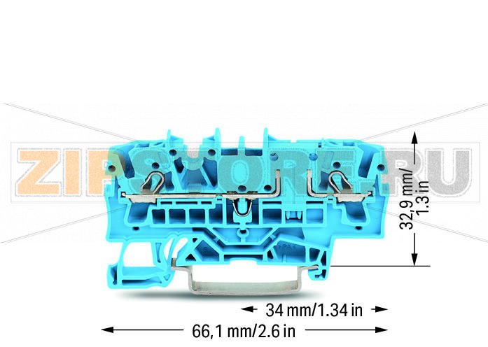 2-conductor through terminal block; 2.5 mm; with test option; same profile as 2-conductor disconnect terminal block; side and center marking; for DIN-rail 35 x 15 and 35 x 7.5; Push-in CAGE CLAMP®; 2,50 mm; blue Wago 2002-1604 
